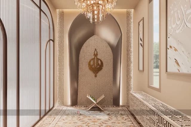 Prayer Room with Arched Niche and Cut-Out Panels