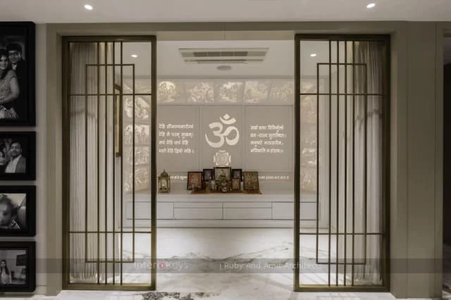 Pooja Room with Backlit Marble Temple Wall
