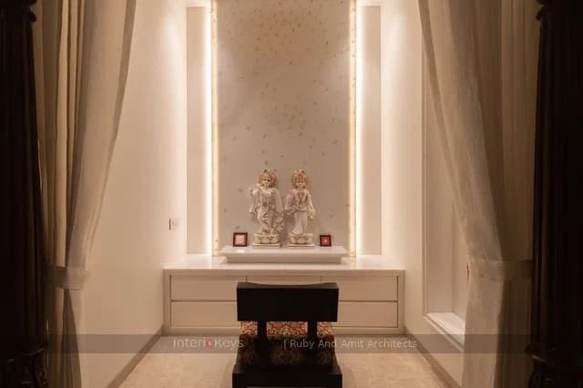 Marble Pooja Room with Backlit Idol Niche