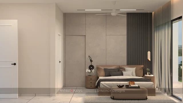 Master Bedroom with Stone-Look Feature Wall