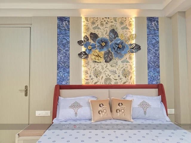 Master Bedroom with Floral Wall and Swing Seat
