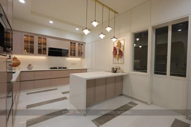 Modern Kitchen with Island and Blush Cabinets