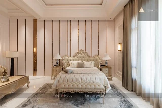 Master Bedroom with Carved Bed and Panelled Wall