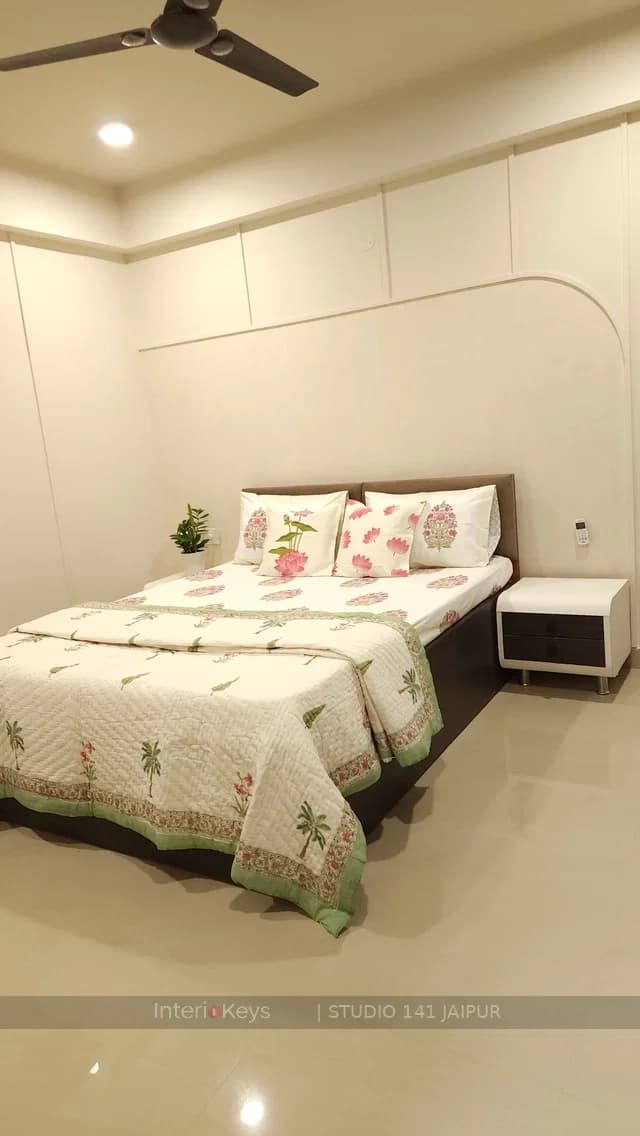 Master Bedroom with White Panelled Feature Wall