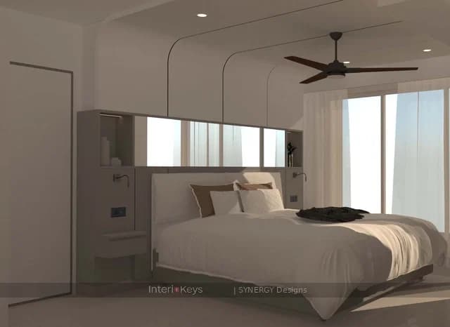 Master Bedroom with Mirror-Band Headboard Wall
